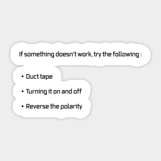 Funny Fix It Duct Tape Reverse Polarity Sticker